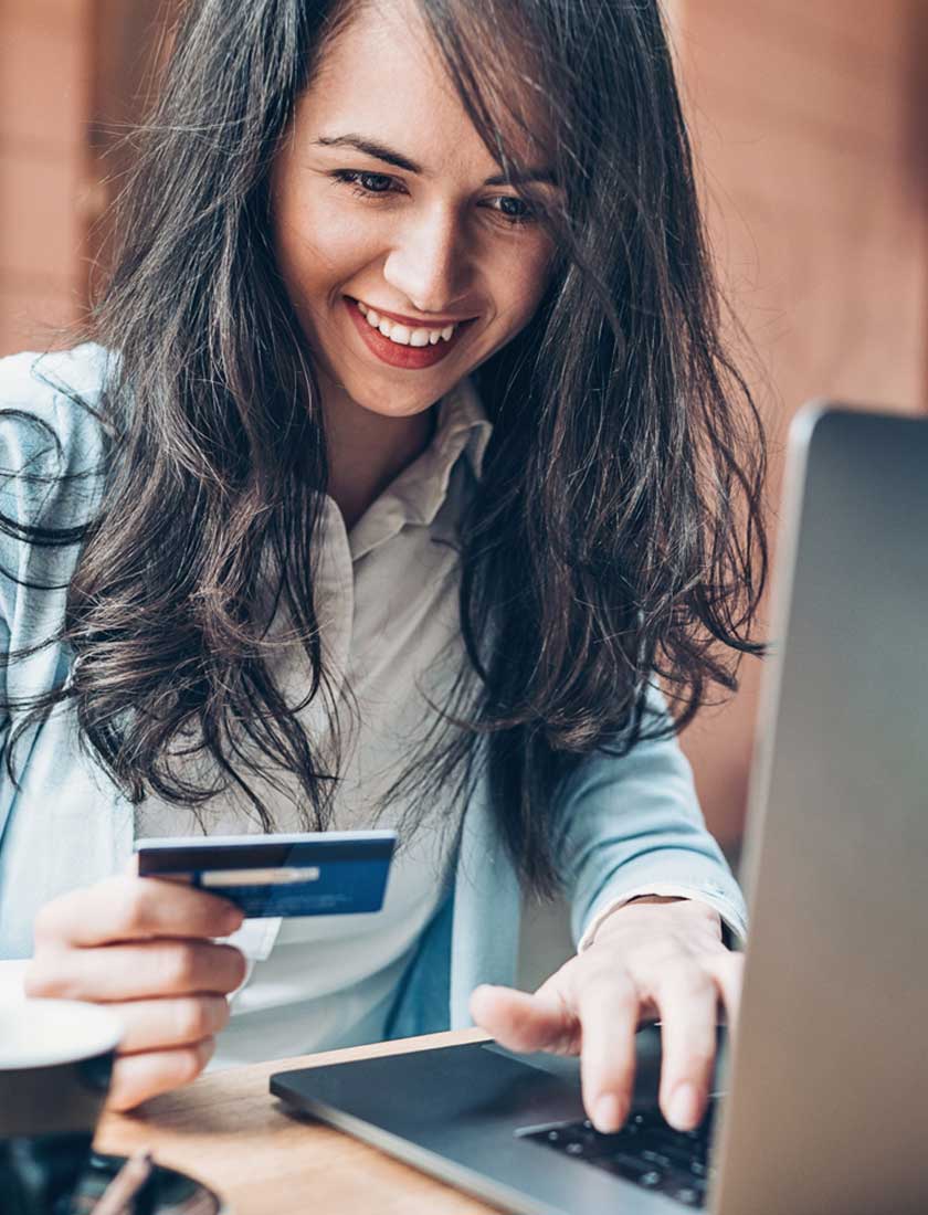 woman using Credit Cards